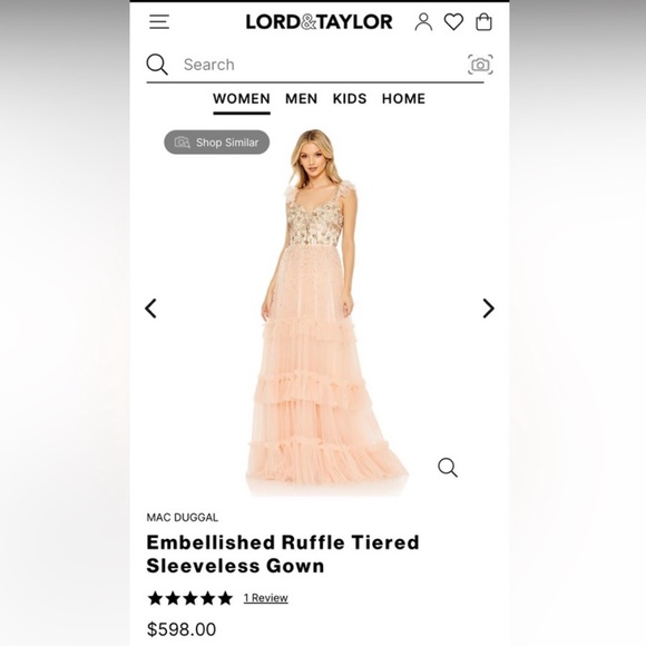 {Mac Duggal} Cap Sleeve Embellished Gown - Picture 5 of 12